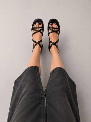 Босоножки на платформе с переплетом Женские L&M Черный 40 (26 см) Код: F189 black