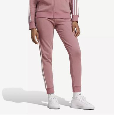 Штани жіночі Adidas Essentials 3-Stripes French Terry з манжетами Темно-рожевий (JP0776 d-pink lav25 (S)