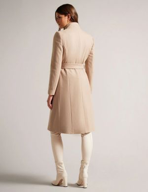 Пальто ROSE Ted Baker из шерсти с поясом длины меди женское Бежевый (Rose Midi Coat camel lav25 (M)