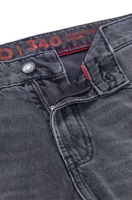 Укороченные джинсы HUGO прямого кроя из денима мужские Черный (Hg 340 medium grey lav25 (36/32)