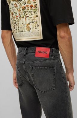 Укороченные джинсы HUGO прямого кроя из денима мужские Черный (Hg 340 medium grey lav25 (36/32)