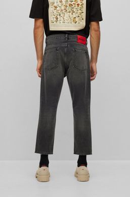 Укороченные джинсы HUGO прямого кроя из денима мужские Черный (Hg 340 medium grey lav25 (36/32)