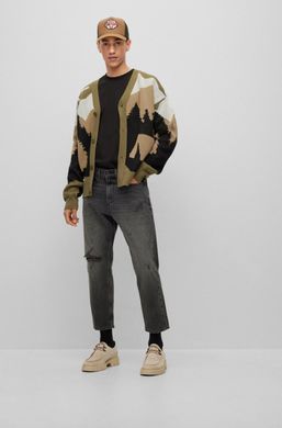 Укороченные джинсы HUGO прямого кроя из денима мужские Черный (Hg 340 medium grey lav25 (36/32)