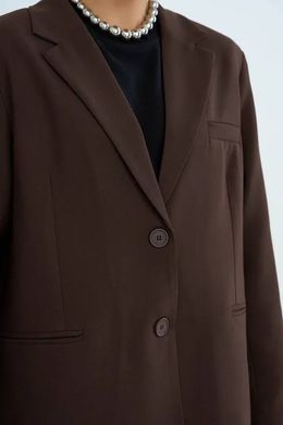 Жакет, пиджак, женский блейзер QU STYLE Темно-коричневый (DC241002 d-brown (Универсальный (SML))