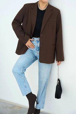 Жакет, пиджак, женский блейзер QU STYLE Темно-коричневый (DC241002 d-brown (Универсальный (SML))