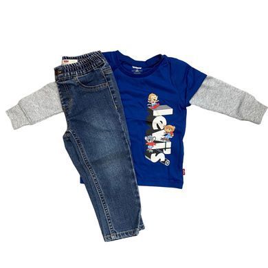 Комплект Levi's 2в1 лонгслив и джинсы для мальчиков Синий (099 set pvu blue (62 (3m))