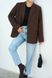 Жакет, пиджак, женский блейзер QU STYLE Темно-коричневый (DC241002 d-brown (Универсальный (SML))