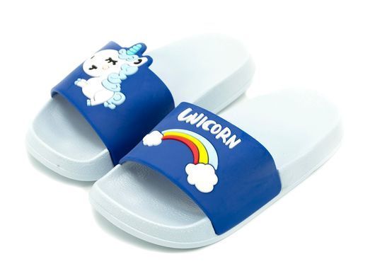 Шлепанцы с единорожком МАЛОМЕРКИ для девочки Plaazzo Голубой 32-33 (19 см) Код: XD8663 l-blue