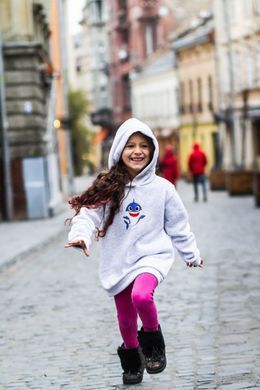 Худі для дівчинки Baby Shark (Бейбі Шарк) Сірий меланж (Xd14 gray (122-128)