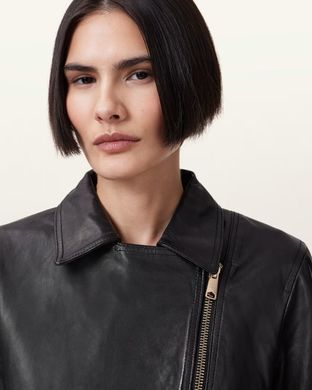 Кожаная байкерская куртка Allsaints Vela Slim Fit женская Черный (HOF Jackets black lav25 (EU 36)